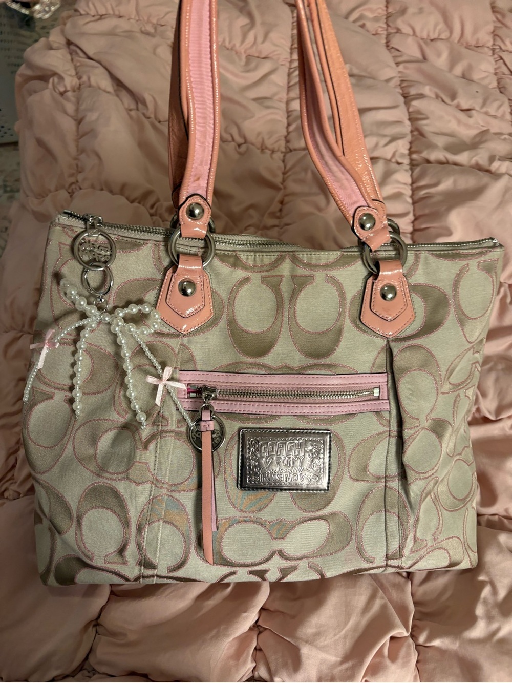 Coach Poppy Tote Light Pink Vintage
